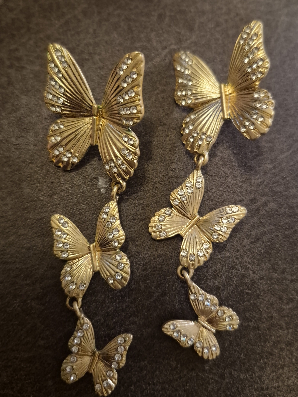 torrid Gold Butterfly Dangle Earrings with Clear Crystals